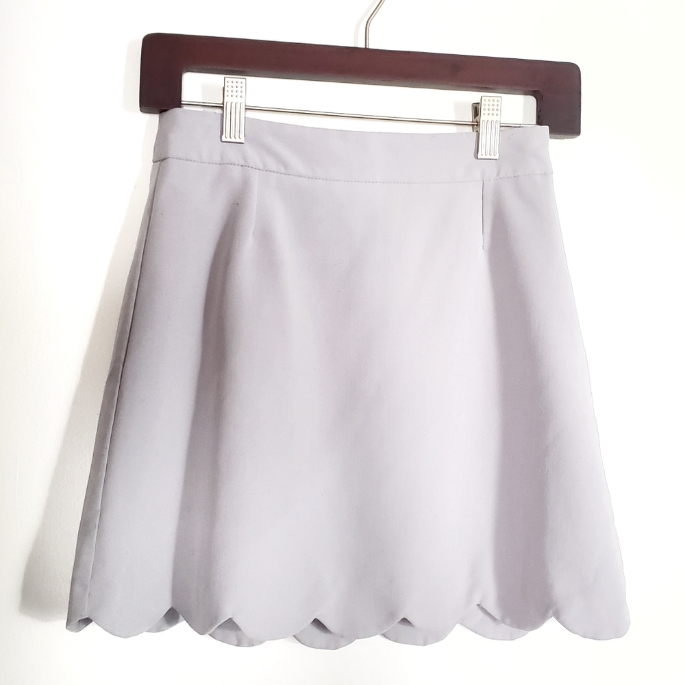 Asos Grey Mini Skirt Scallop Hem